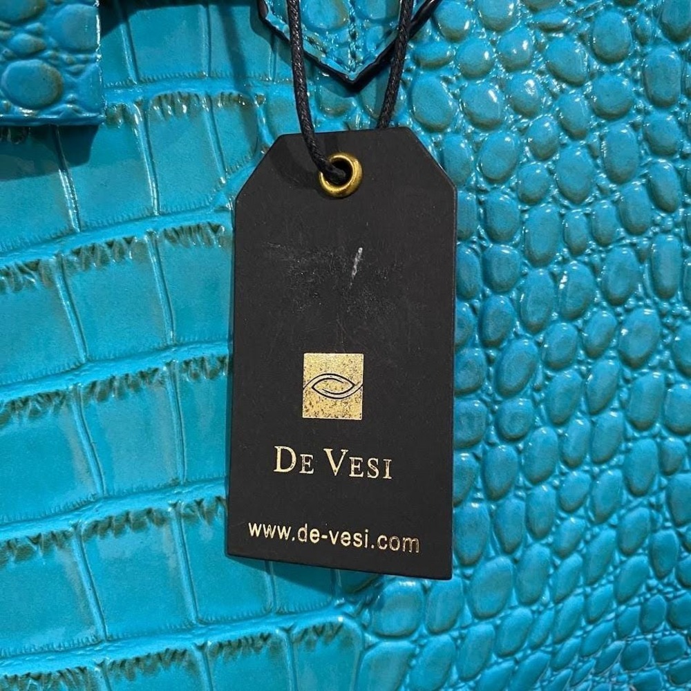 Beautiful Large De Vesi Faux Leather Crocodile Handbag Vegan Hand Bag NWT - Picture 8 of 16